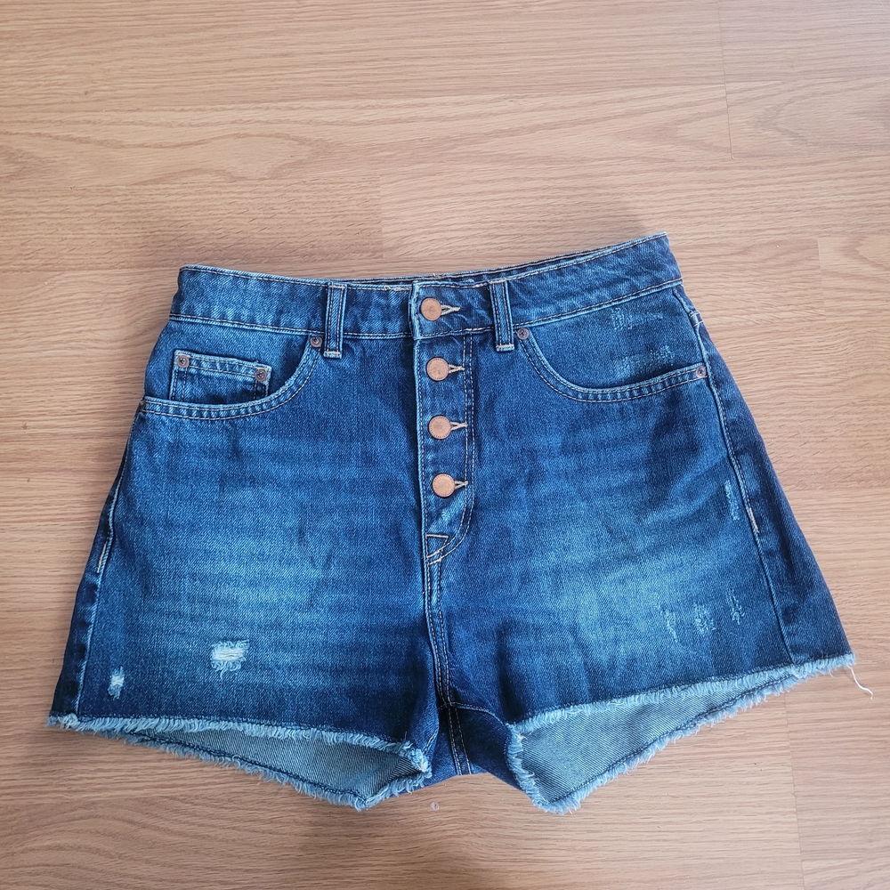 Roxy Dark Blue Button Fly Jean Shorts Beach Festival